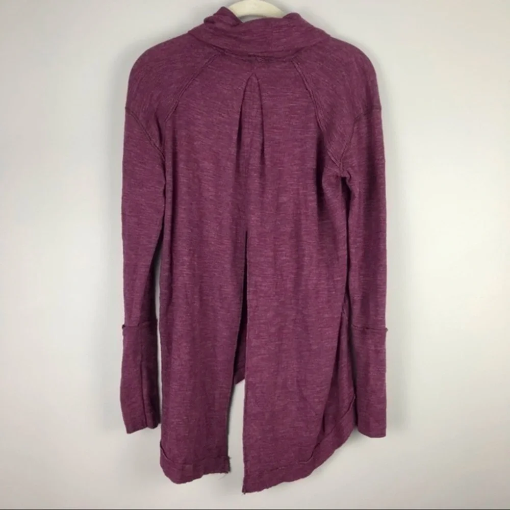 Free People Split Back Turtleneck Oversized Top‎ Berry S